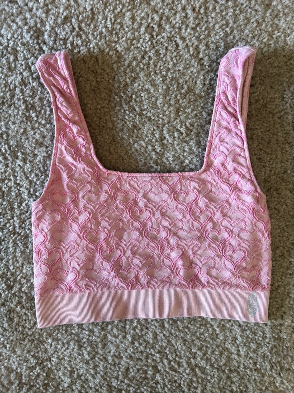 FP Movement Light Pink Heart-Textured Crop Tank